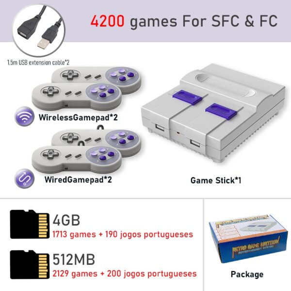 Vídeo Game / Console com 2 controles 2.4G compatível com HDMI + 4800 Jogos + Suporte para Adicionar e Salvar Jogos - Image 12