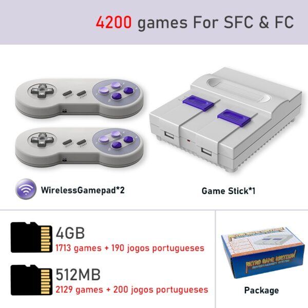 Vídeo Game / Console com 2 controles 2.4G compatível com HDMI + 4800 Jogos + Suporte para Adicionar e Salvar Jogos - Image 2