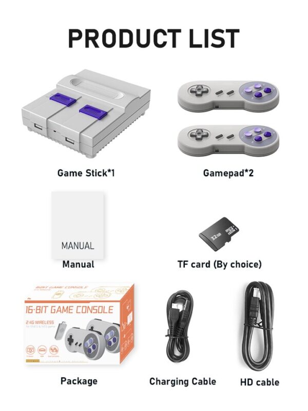 Vídeo Game / Console com 2 controles 2.4G compatível com HDMI + 4800 Jogos + Suporte para Adicionar e Salvar Jogos - Image 3