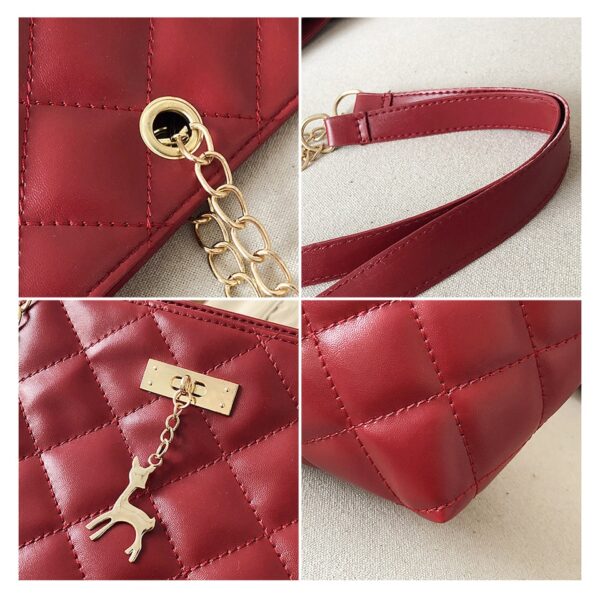 Bolsas de Couro Macio Luxury com Corrente Ombro Transversal Feminino - Image 5