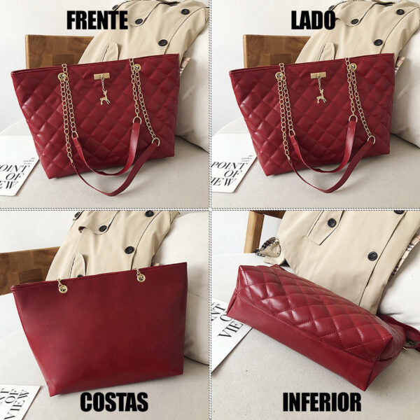 Bolsas de Couro Macio Luxury com Corrente Ombro Transversal Feminino - Image 7