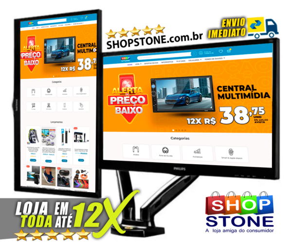 Suporte de mesa para 2 TV/Monitor de 17" até 27" preto - Image 2