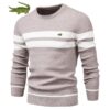 Suéter Masculino listrado de inverno estiloso, super confortável, grosso, quentinho, gola tipo O, básico casual - NOVO - Image 6