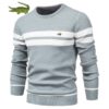 Suéter Masculino listrado de inverno estiloso, super confortável, grosso, quentinho, gola tipo O, básico casual - NOVO - Image 2