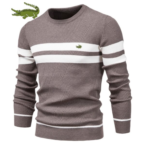 Suéter Masculino listrado de inverno estiloso, super confortável, grosso, quentinho, gola tipo O, básico casual - NOVO