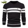 Suéter Masculino listrado de inverno estiloso, super confortável, grosso, quentinho, gola tipo O, básico casual - NOVO - Image 8