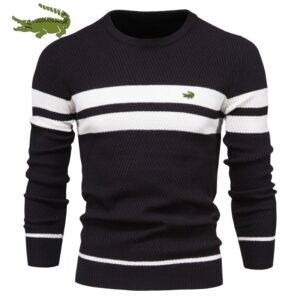 Suéter Masculino listrado de inverno estiloso, super confortável, grosso, quentinho, gola tipo O, básico casual - NOVO (SÓ HOJE)