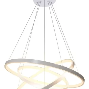 Lustre Pendente Moderno de Anéis LED 89W com 3 Arcos - Prata (Estoque Limitado)