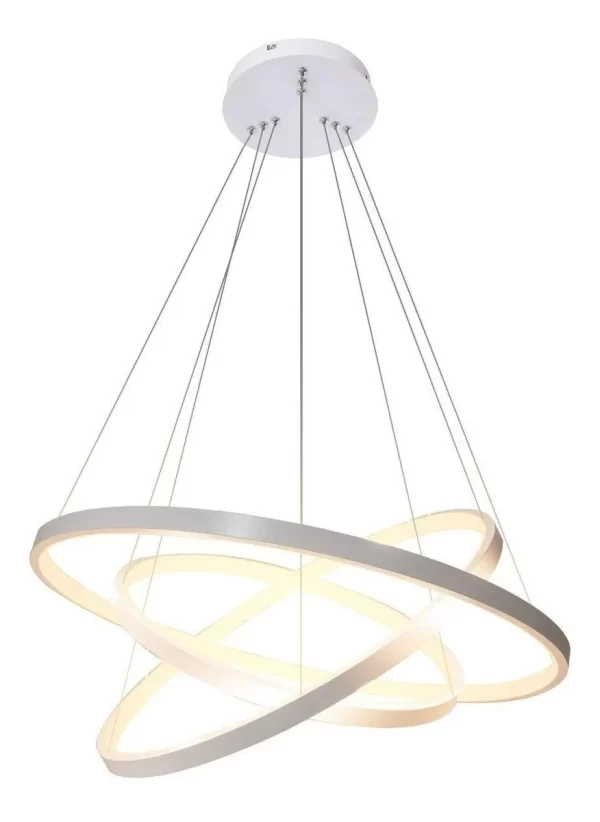 Lustre Pendente Moderno de Anéis LED 89W com 3 Arcos - Prata (Estoque Limitado)